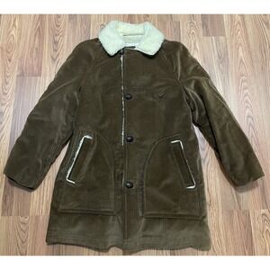 Amercrest Coat Mens Large Corduroy Sherpa Lined Western Brown Vintage